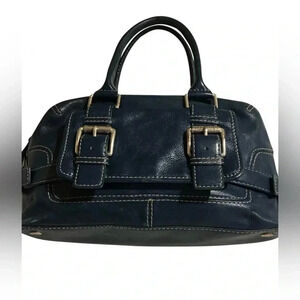 Michael Kors navy blue leather satchel handbag